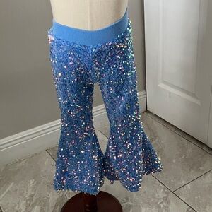 Girls Sequin Pants Sparkly Bell Flare Pants | 4T